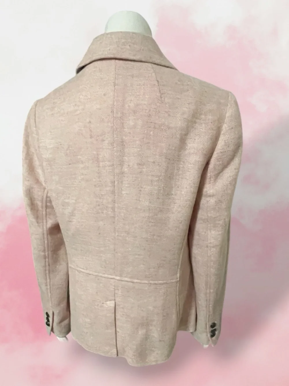 Talbots SHETLAND WOOL BLAZER - HEATHERED Houndstooth Size 12 Pink Lined